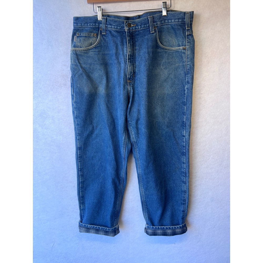 Vintage Carhartt Mens Flannel Lined Relaxed Fit Jeans Plaid Lining 37x30